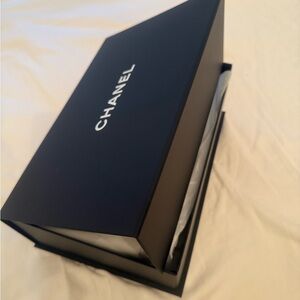 Authentic CHANEL Black Box with Branded White Tissue Paper